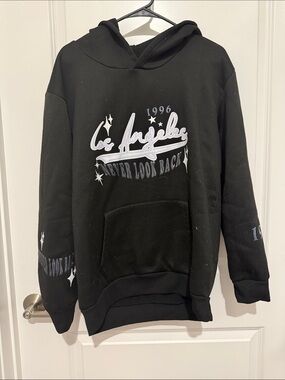 Black 'Los Angeles' Graphic Crewneck Hoodie Sweatshirt - Men
